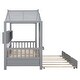 preview thumbnail 11 of 16, Playhouse Design Twin Size House Wooden Bed With Trundle, Modern Design for Kids with Storage Shlef-Gray
