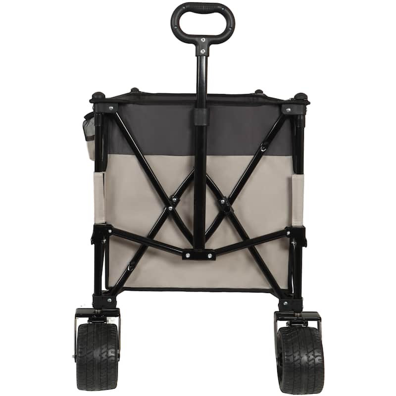 Extra Large 300l Tall Heavy-Duty Folding Wagon Cart With 480lbs Capacity-All-Terrain Wheels,Side Pockets,Brakes & Drink Holders