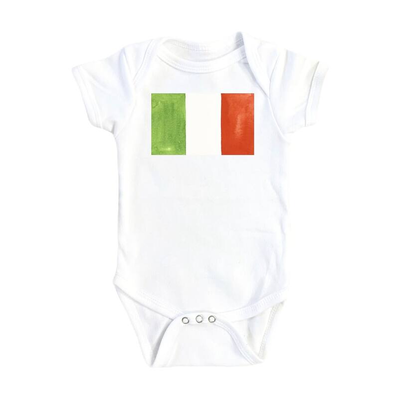 Italian Flag - Baby Boy Girl Clothes Infant Bodysuit Funny Cute Newborn - White - 0-3M