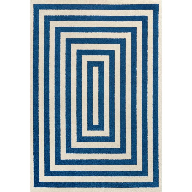 JONATHAN Y Olivier Modern Classic Mitre Stripe Brown/Ivory Rug - Navy/Ivory - 4 X 6