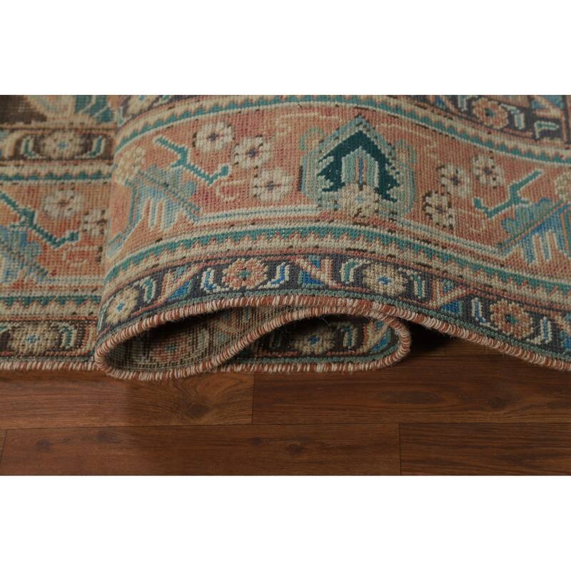 Vintage Orange Tabriz Persian Rug Handmade Traditional Wool Carpet - 6'7" x 9'4"