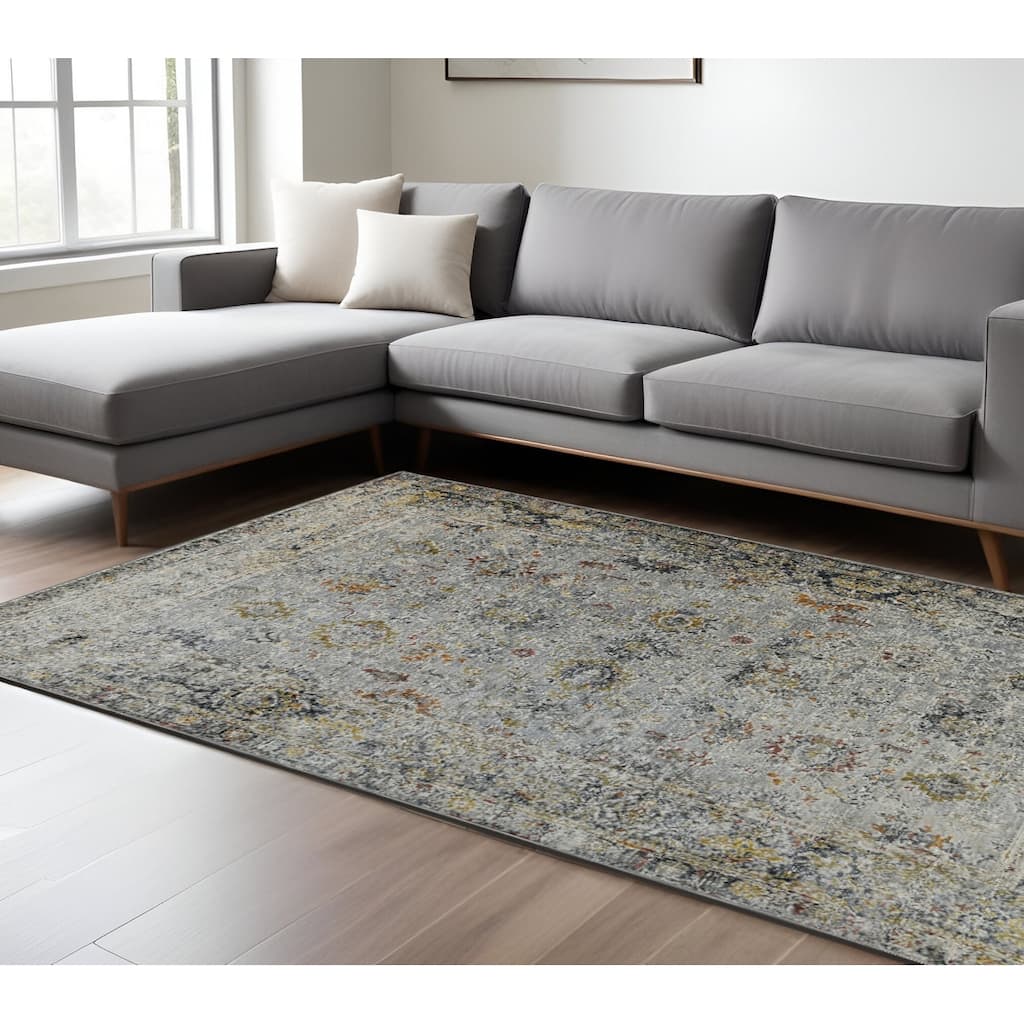 HomeRoots Floral Medallion Transitional Rectangle Area Rug