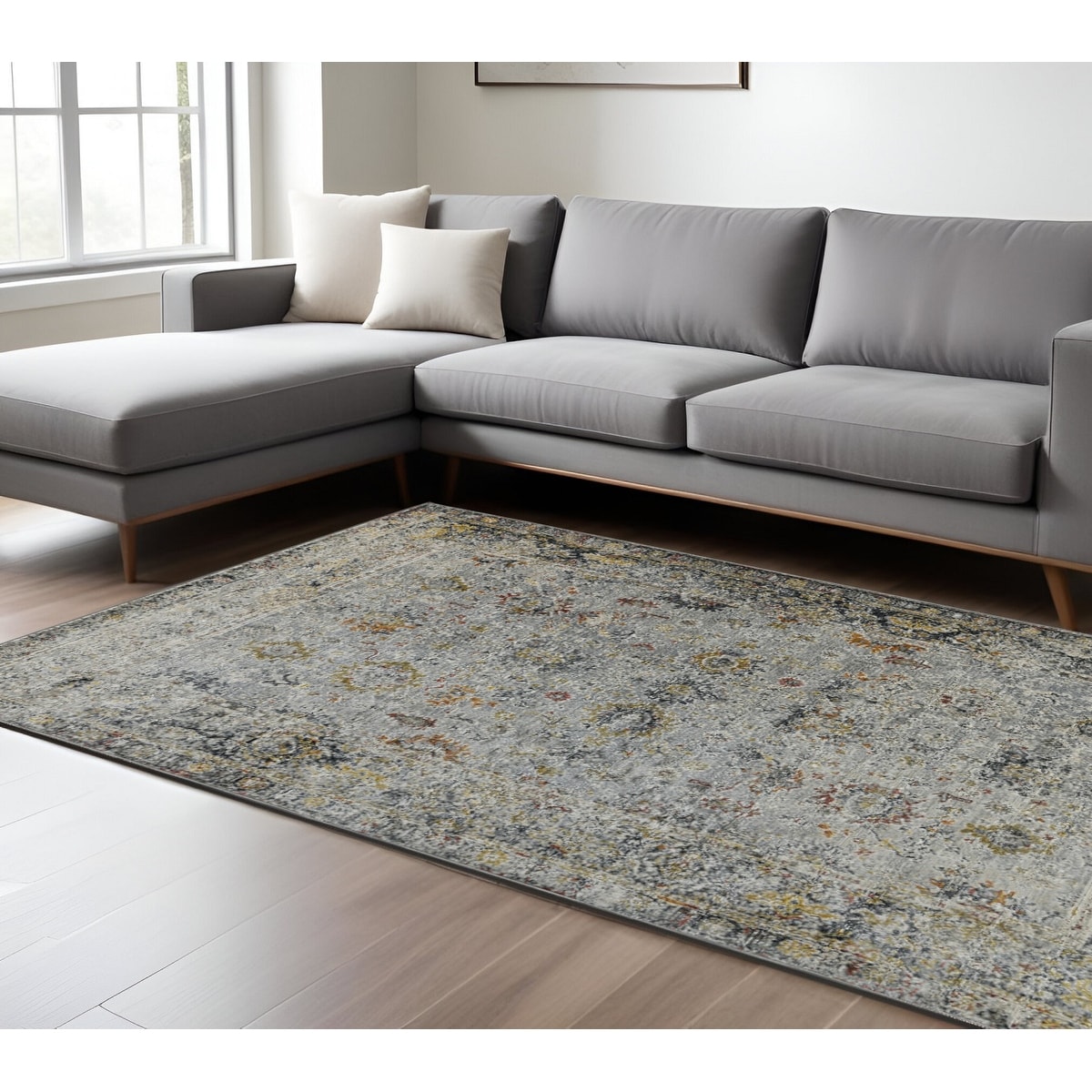 HomeRoots Johe Floral Medallion Transitional Rectangle Area Rug