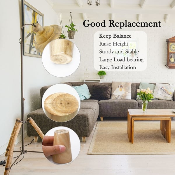 Shop 3 Round Wood Furniture Leg Chair Sofa Cabinet Feet Set Of 2 Wood Color On Sale Overstock 26633702