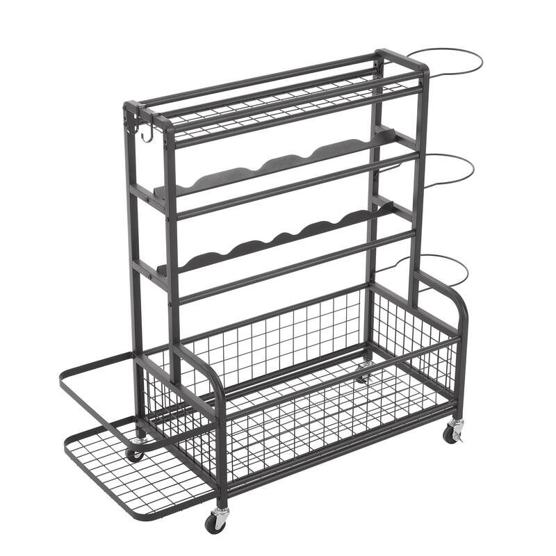 Metal Storage Organizer with Rolling Wheels for Sports Equipment Organizer - 47.24"L * 15.94"W * 38.19"H