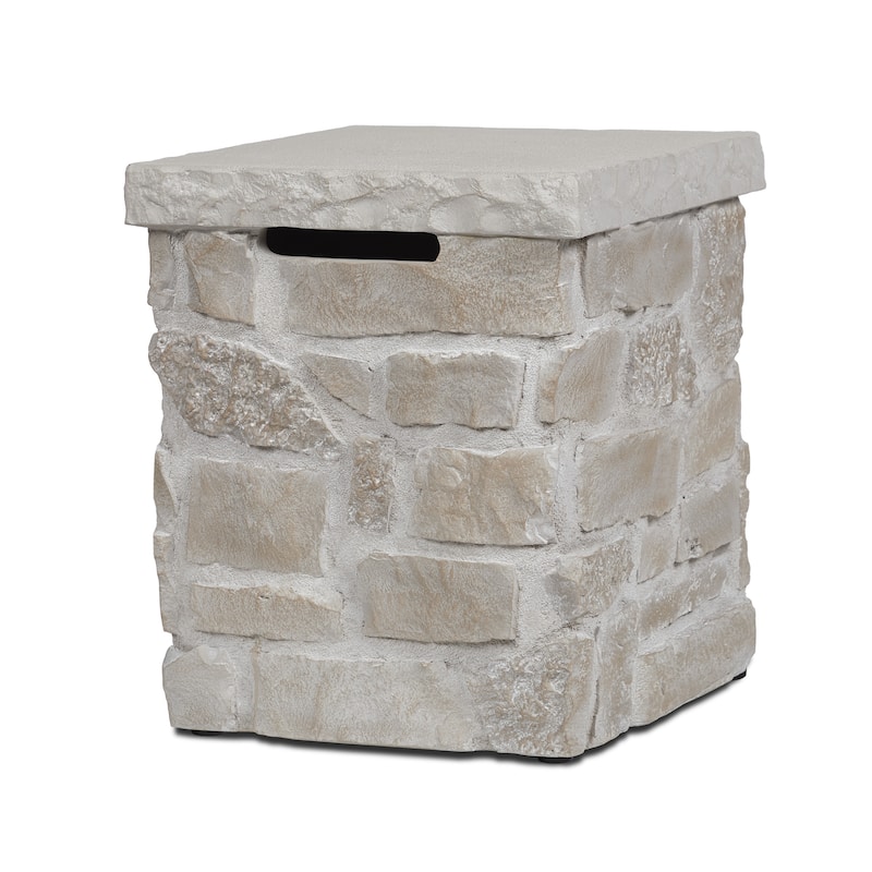Scottsdale 20"H Square Stone Propane Tank Cover in Beige by Real Flame