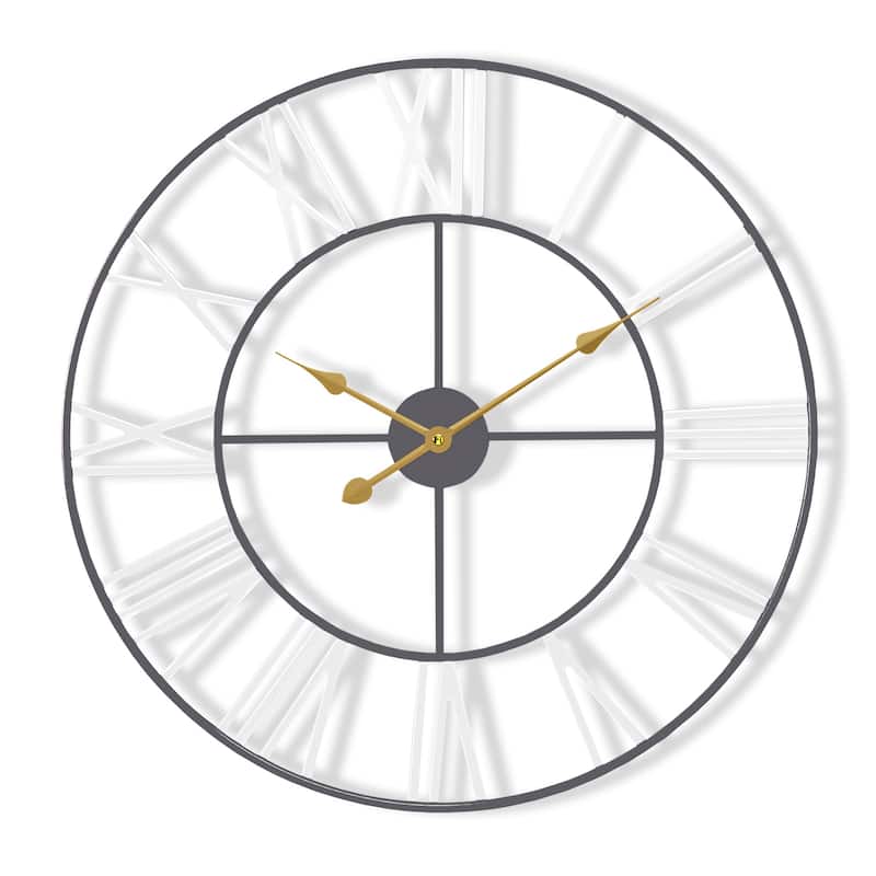 Sorbus Large 12 inch Decorative Round Analog Wall Clock Battery Operated With Roman Numeral - White