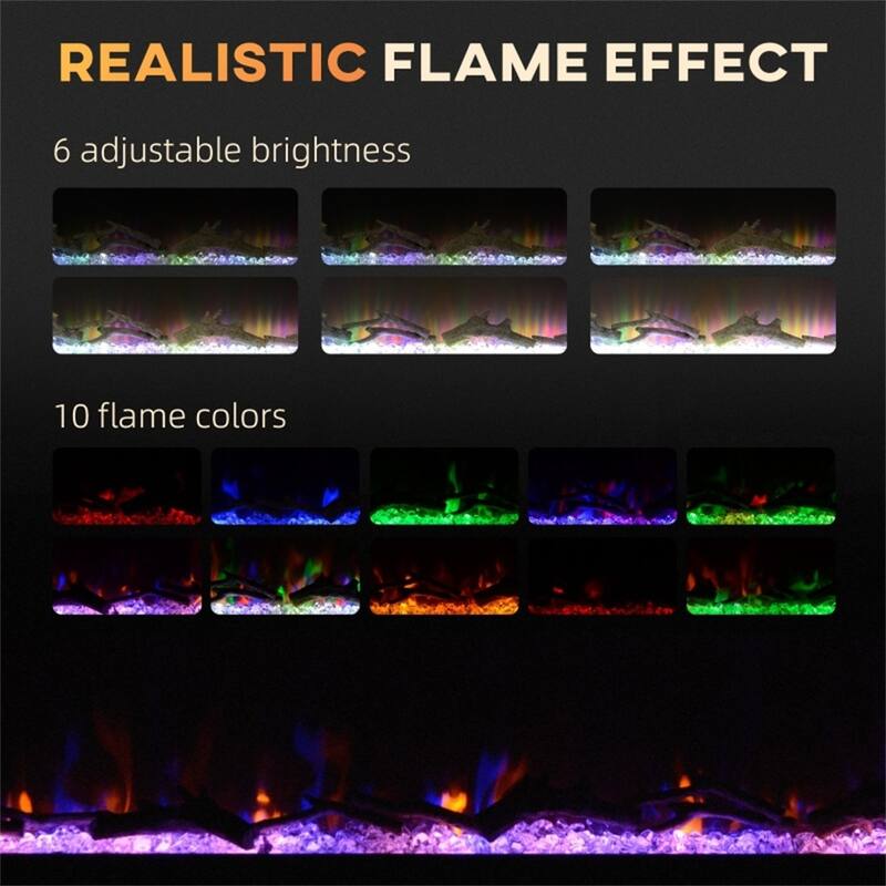 Wall-Mount Electric Fireplace with Recessed Installation and Adjustable Flame Colors Remote Control - 36" W x 6.2" D x 17.7" H