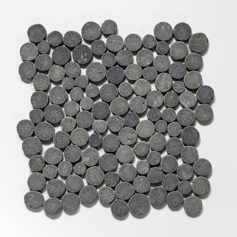 Cruz Bay Studio XD3R Penny Rounds - 11" x 11" Pebble and Rock Floor - Black Basalt