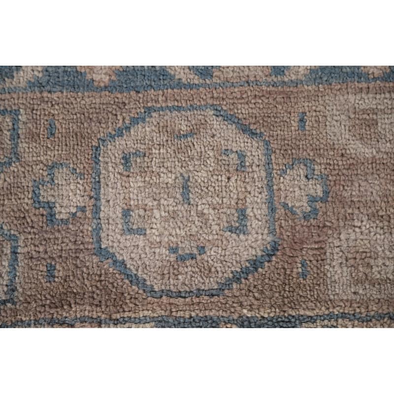 Geometric Oushak Area Rug Hand-knotted Wool Carpet - 8'10"x 12'3"
