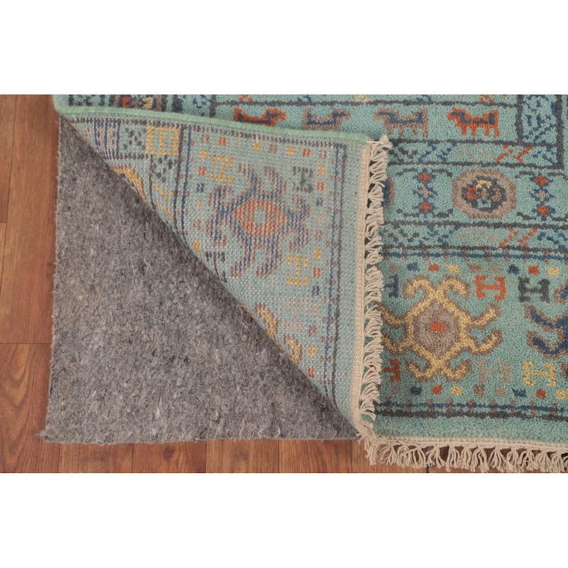 All-Over Blue Khotan Oriental Runner Rug Wool Carpet - 2'7"x 9'11"