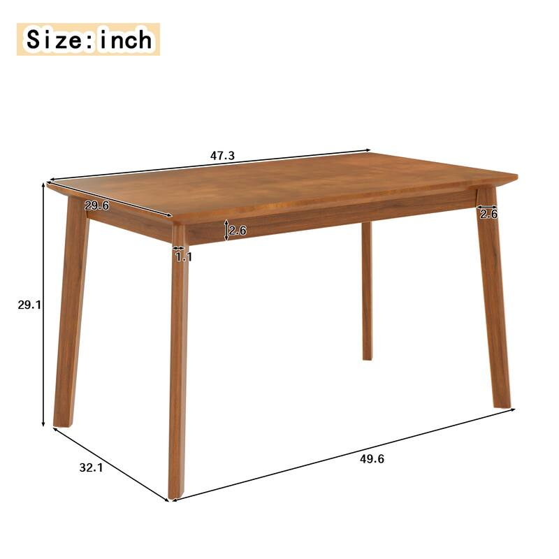 47 Inch Mid Century Modern Dining Table, Solid Wood Kitchen & Dining Room Table for 4, Minimalist Table for Dining Room