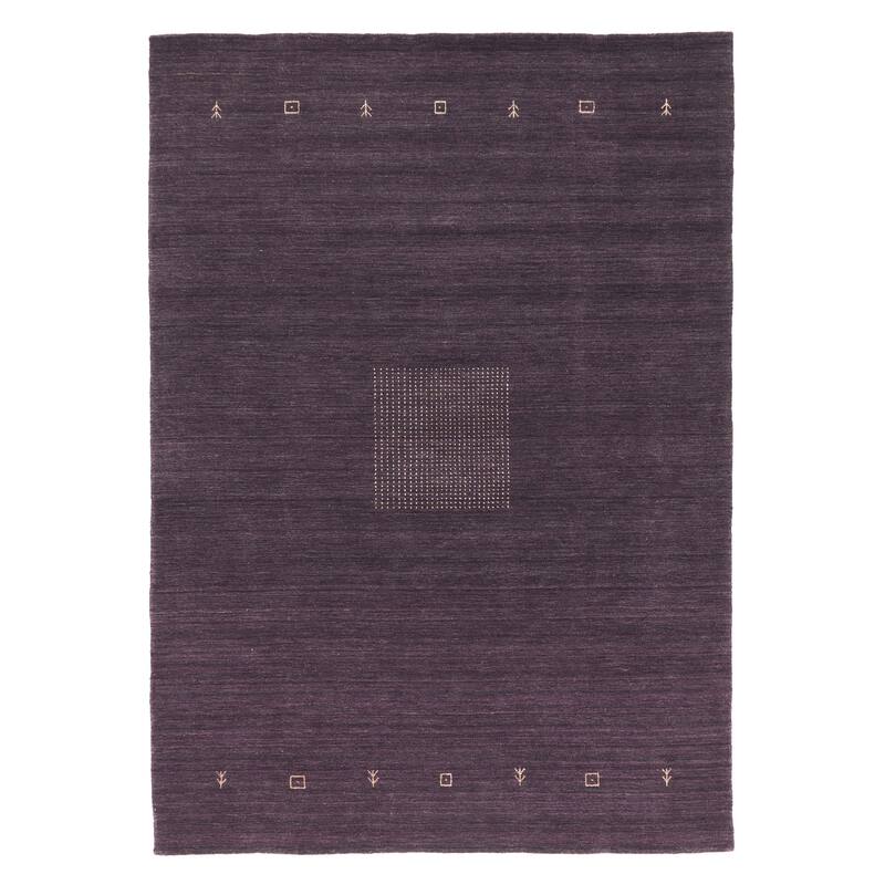 ECARPETGALLERY Hand Loomed Indo Gabbeh Dark Purple Wool Rug - 5'7 x 7'10