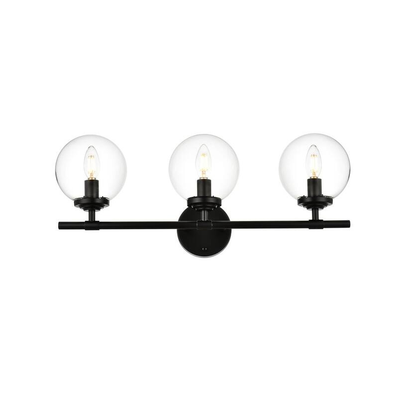 Inzo 1 Light Black and Clear Bath Sconce