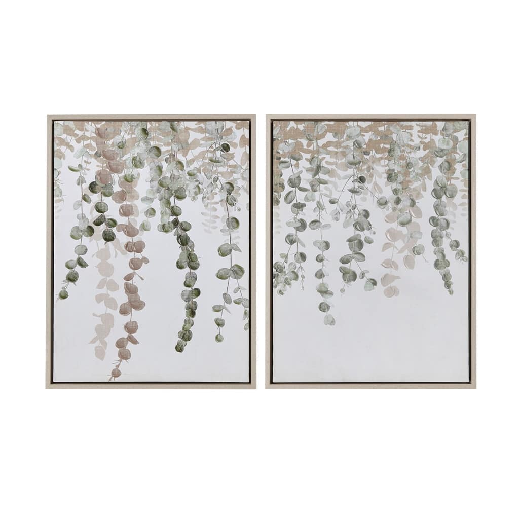 Eucalyptus 2-piece Framed Canvas Wall Decor Set - Green