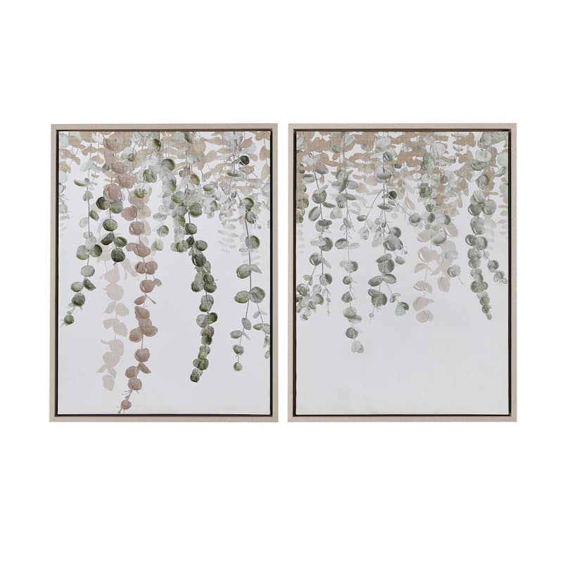 Eucalyptus 2-piece Framed Canvas Wall Decor Set - Green
