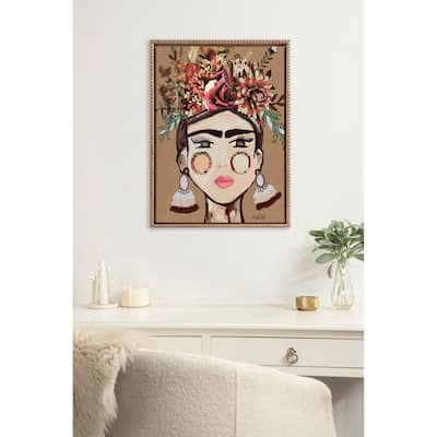 Sylvie Beaded Warm Frida Framed Canvas by Inkheart Designs