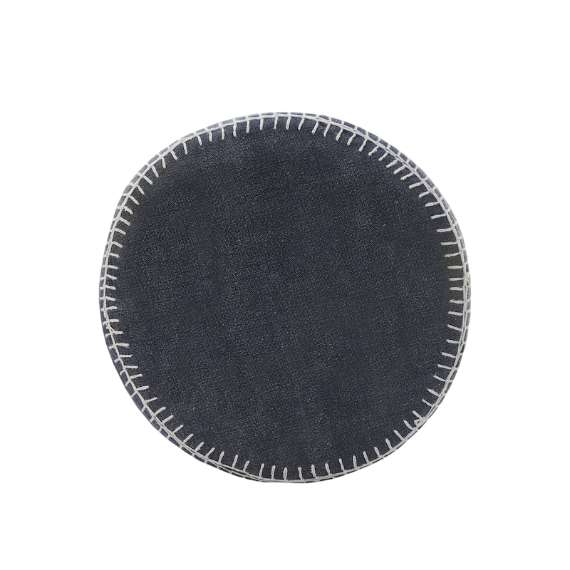 Sevita Handcrafted Embroidered Border Pouf