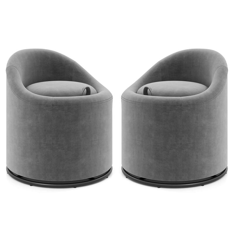 Costway 1/2 PCS Barrel Chair with Storage 360° Swivel Upholstered - See Details - Gray-2 PCS