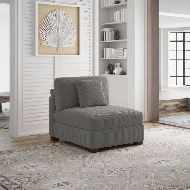 Corduroy Couch Modular Sectional Sofa with Pillows