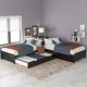 preview thumbnail 1 of 7, Espresso Double Twin Pine L-shaped Platform Bed with Convertible Trundle, Drawers, Built-in Desk Espresso
