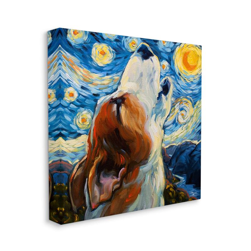 Stupell Howling Dog Classic Painting Canvas Wall Art Design by CR Townsend