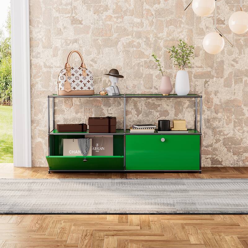 Modern Storage Cabinet Metal Organizer for Living Room and Home Office