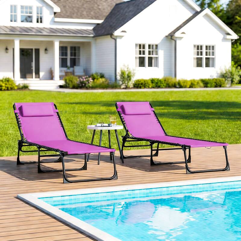 Outsunny 2 Folding Chaise Lounge Pool Chair Set, Patio Sun Tanning Chairs, Outdoor Lounge Chairs