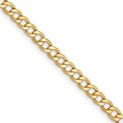Curata 14k Yellow Gold 2.85mm Curb Chain Necklace for Men
