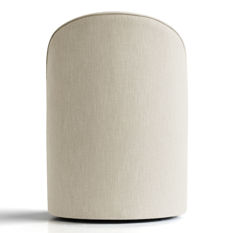 Linen Rolling Upholstered Dining Chair with Wheels (Set of 2)