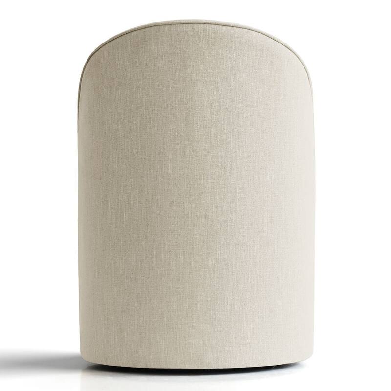 Upholstered Barrel Linen Dining Chair with Casters(Set of 4)