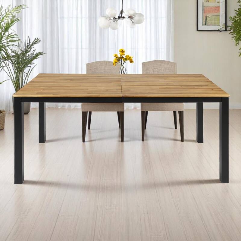 5-Piece Dining Table Set, Solid Acacia Wood Table with Iron Legs and 4 Matching Dining Chairs for Kitchen or Dining Room