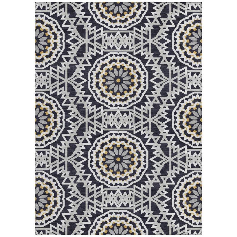 HomeRoots Floral Medallion Transitional Rectangle Outdoor Rug