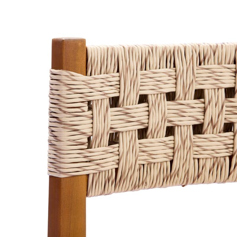 Christopher Knight Home - Carys 3-Piece Outdoor Acacia Wood Dining Set with Wicker Woven Back Chairs & 27.5" Round Slat Table