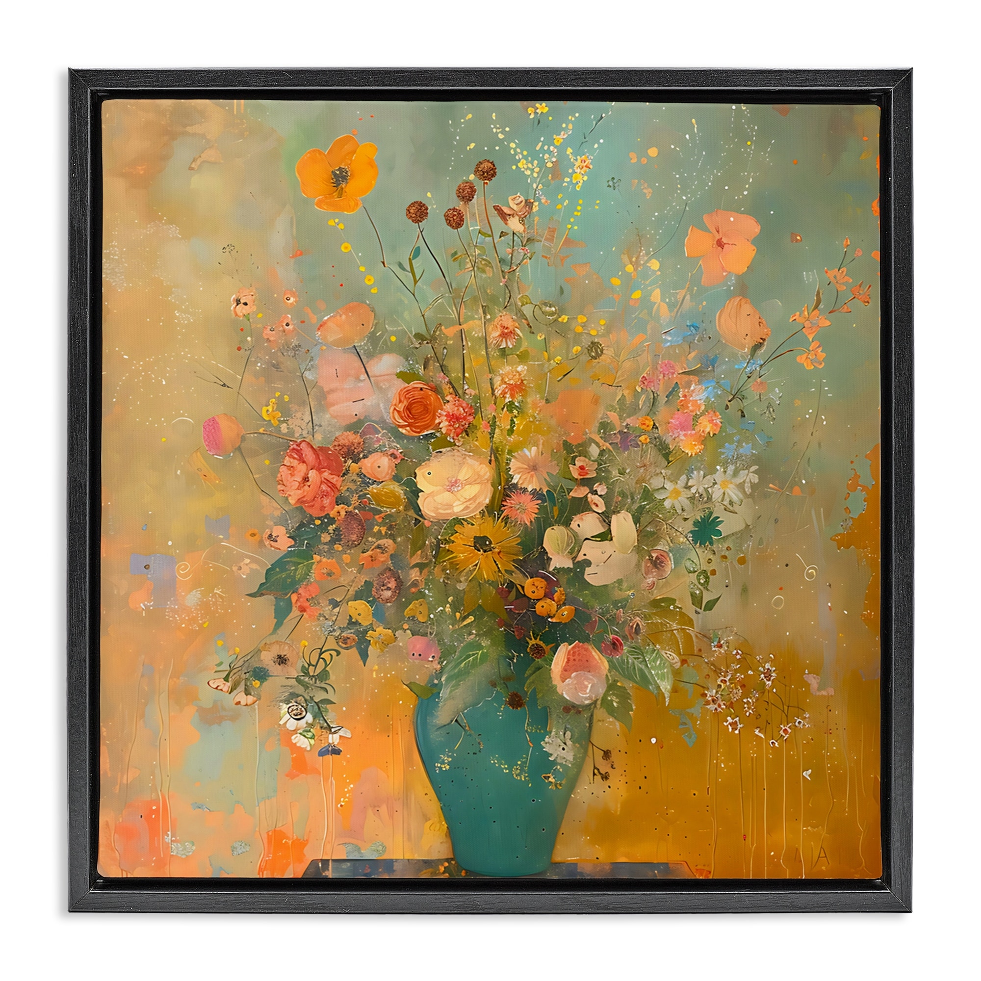 Stupell Vintage Colorful Bouquet Framed Floater Canvas Wall Art Design By Creative Studio