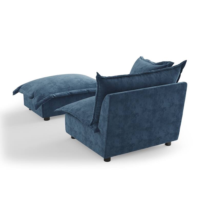 Casual 40"W Oversized Soft Comfy Cloud Chenille Chaise Lounge with Ottoman