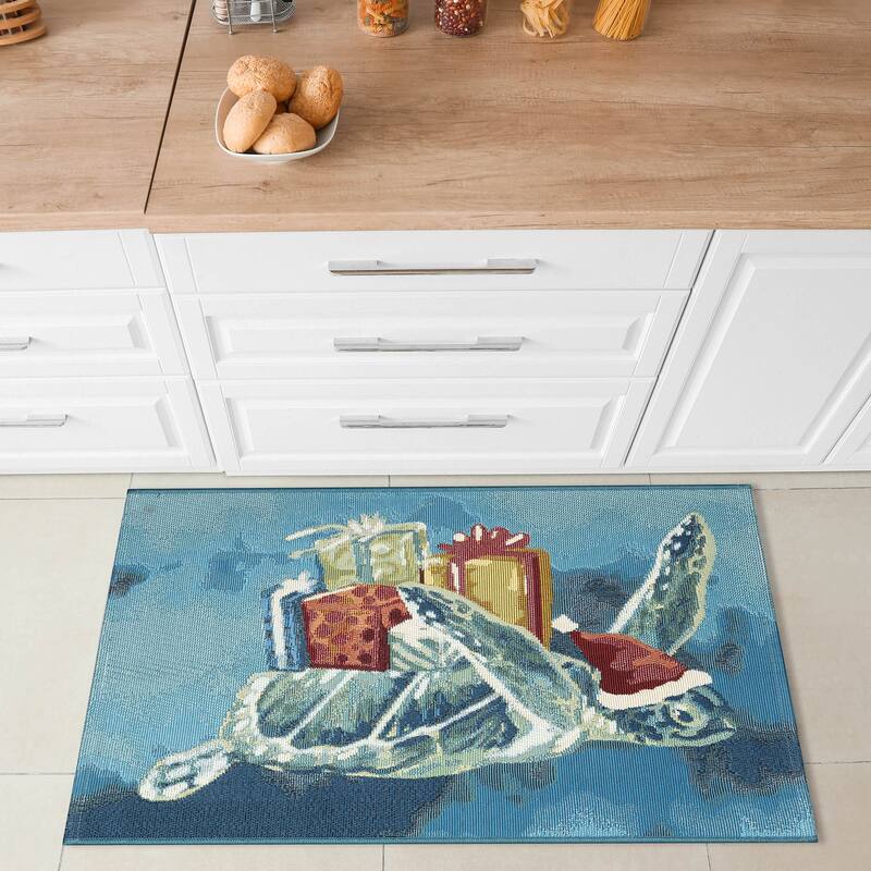 Liora Manne Esencia Santa Seaturtle Indoor/Outdoor Mat