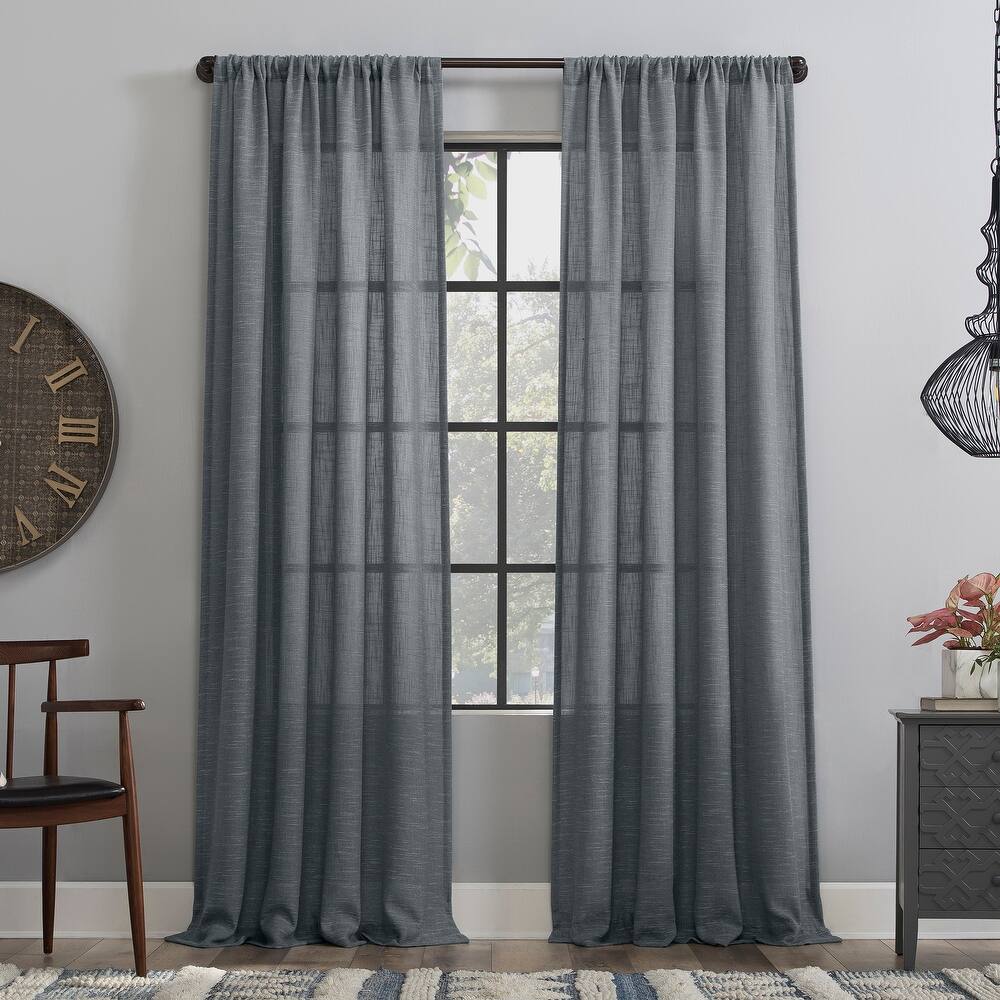 Clean Window Basketweave Anti-Dust Semi-Sheer Curtain Panel, Single Panel
