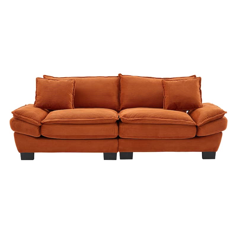 Corduroy Couch Loveseat Sofa with Pillows,Comfy Upholstered Deep Seat Sofa for Bedroom,Living Room,Office