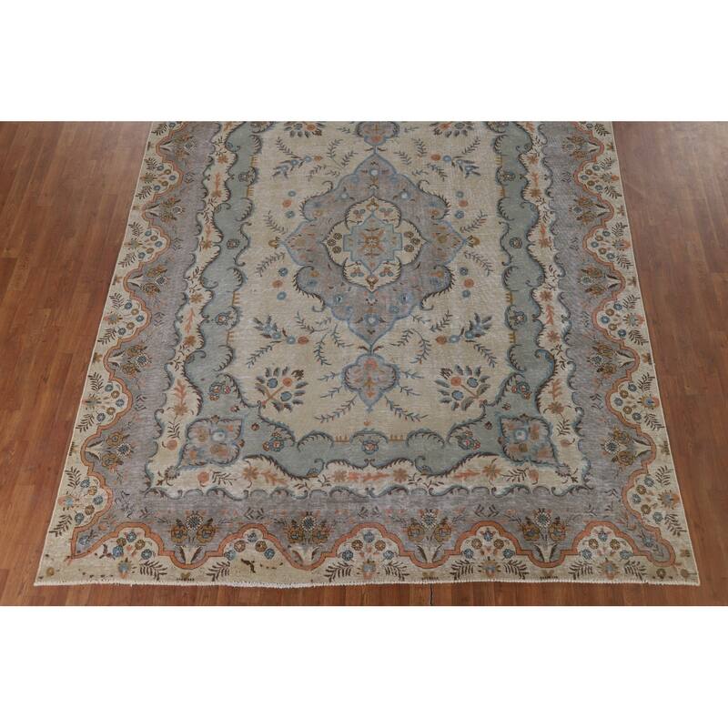 Tabriz Vintage Persian Area Rug Handmade Wool Carpet - 8'7" x 11'5"