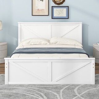 Wooden Storage Platform Bed with 4 Drawers & Support Legs