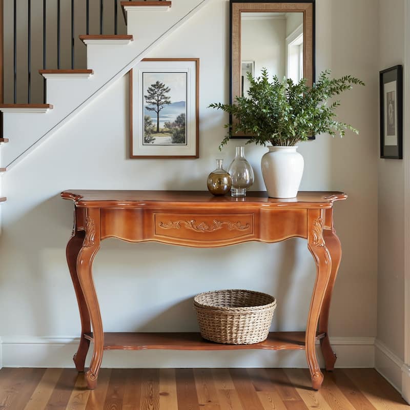 Mid-Century Modern Vintage Console Table with Shelf