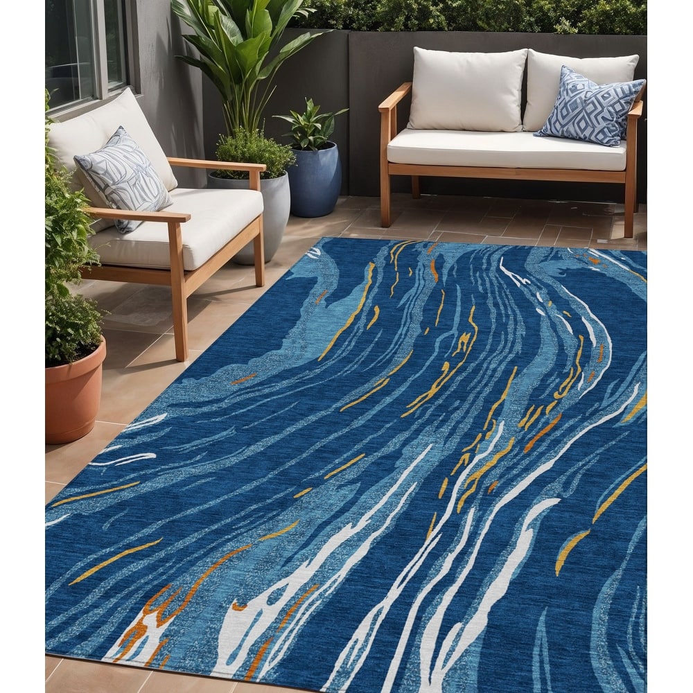 HomeRoots Abstract Transitional Rectangle Outdoor Rug
