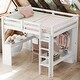 preview thumbnail 12 of 20, Wood Frame Full Size Loft Bed with L-shaped Desk,Wardrobe and Storage Shelves White