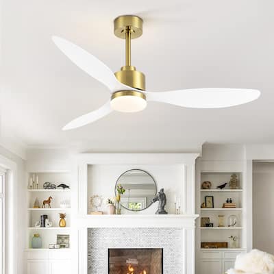 52" 3-Blade Gold Ceiling Fans with LED Light Remote Control - 52 Inch