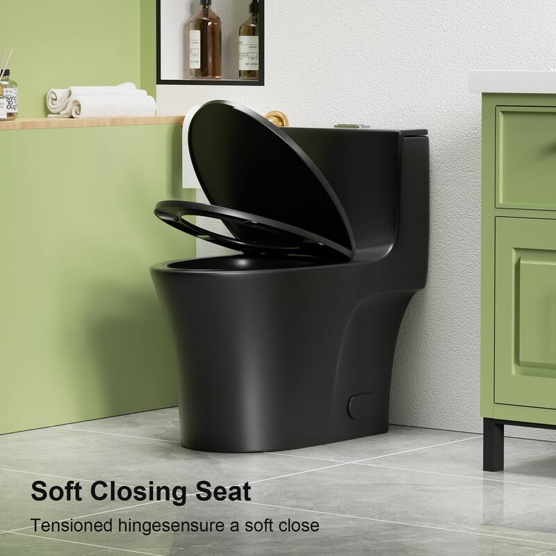 1.1/1.6 GPF Tornado Flush One-Piece Toilet Elongated,Soft Closing Seat, Button on Tank top,Chair Seat ADA Height 17"