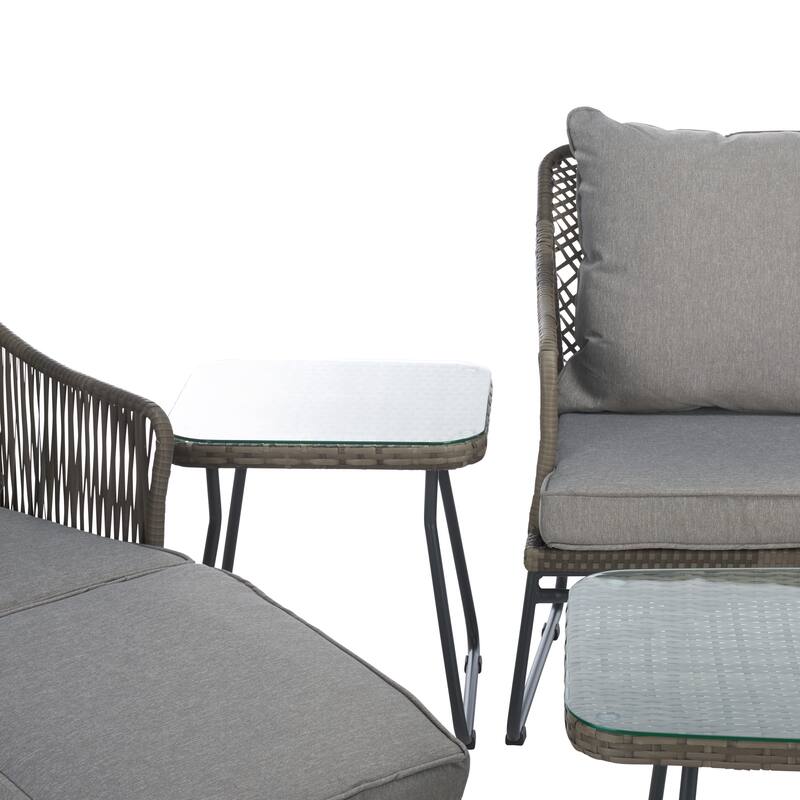 SAFAVIEH Outdoor Living Lonra 7-piece Lounger Set - 48"W x 29"D x 32"H