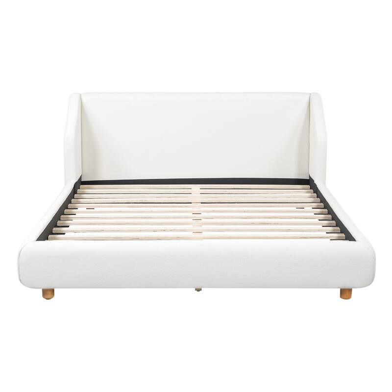 Christopher Knight Home - Arvilla Modern Boucle Upholstered Low Profile Platform Bed with Wingback Headboard & Wooden Slats