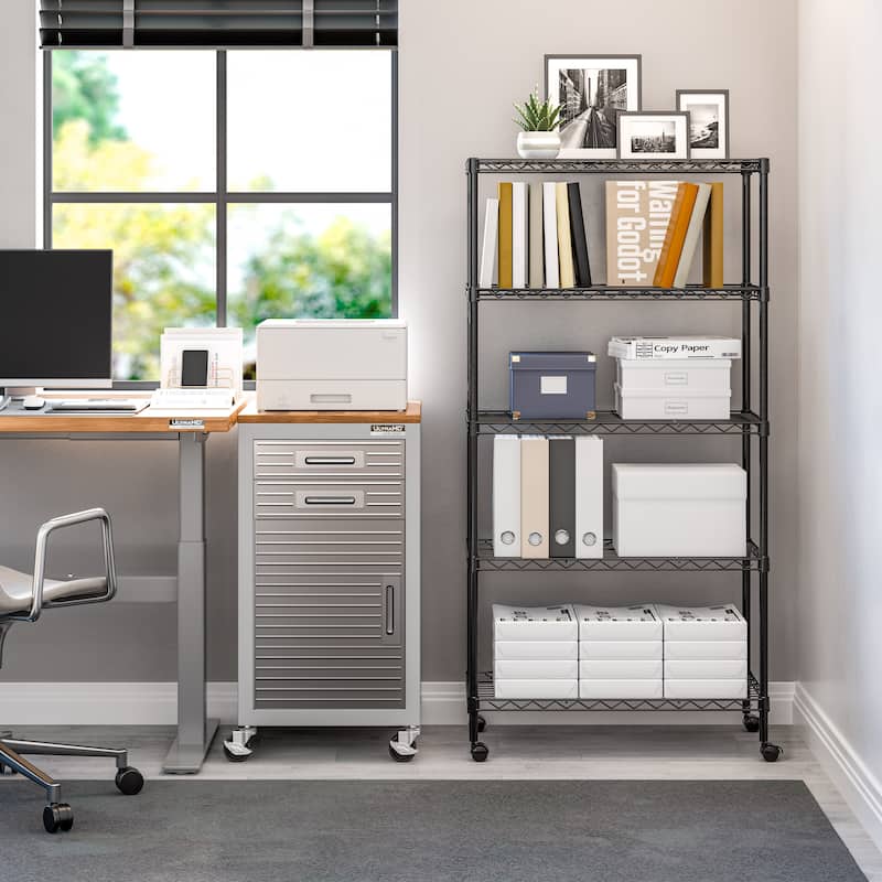 Seville Classics 5-Tier Black Epoxy Steel Wire Shelving, 30" W x 14" D x 61.5" H