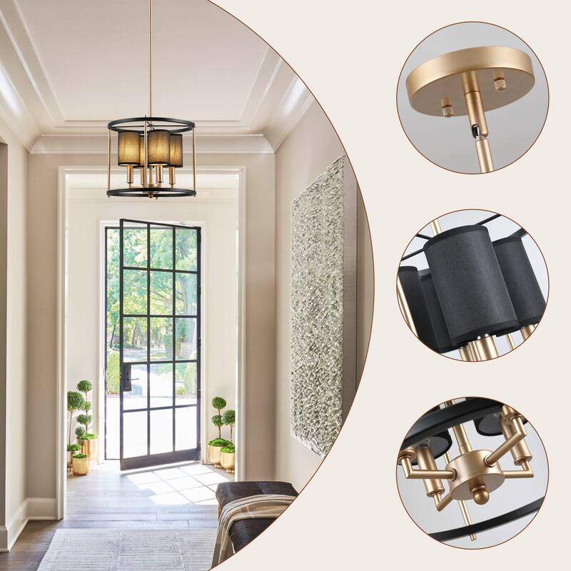 Dimmable Lantern Drum Chandelier Classic Drum Chandelier - 4-Light